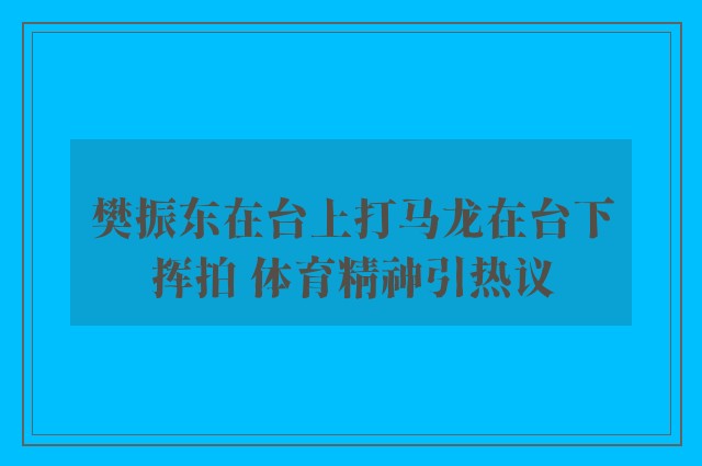 樊振东在台上打马龙在台下挥拍 体育精神引热议