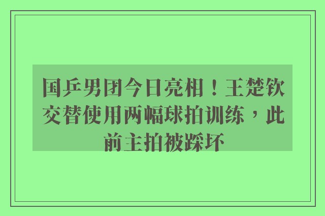 国乒男团今日亮相！王楚钦交替使用两幅球拍训练，此前主拍被踩坏