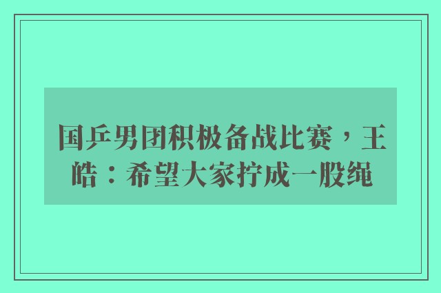 国乒男团积极备战比赛，王皓：希望大家拧成一股绳