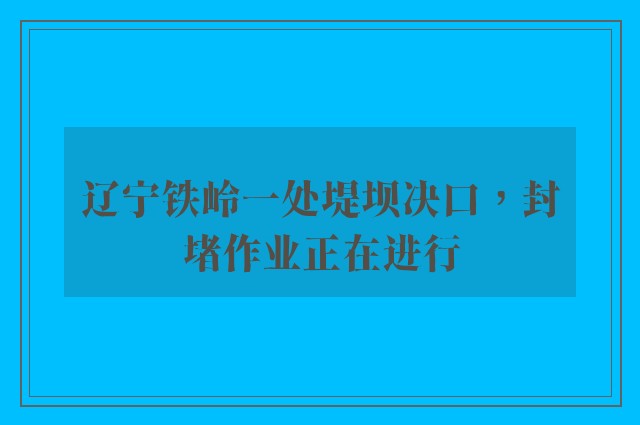 辽宁铁岭一处堤坝决口，封堵作业正在进行