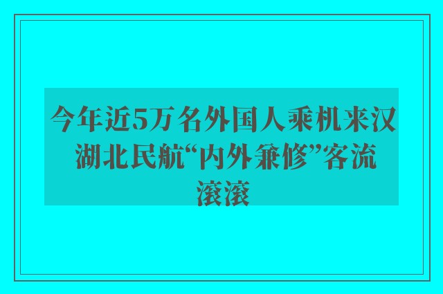 今年近5万名外国人乘机来汉 湖北民航“内外兼修”客流滚滚