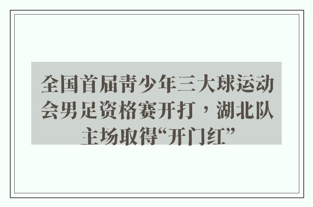 全国首届青少年三大球运动会男足资格赛开打，湖北队主场取得“开门红”