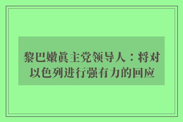 黎巴嫩真主党领导人：将对以色列进行强有力的回应