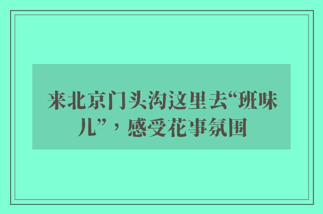 来北京门头沟这里去“班味儿”，感受花事氛围