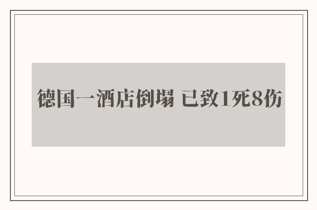 德国一酒店倒塌 已致1死8伤