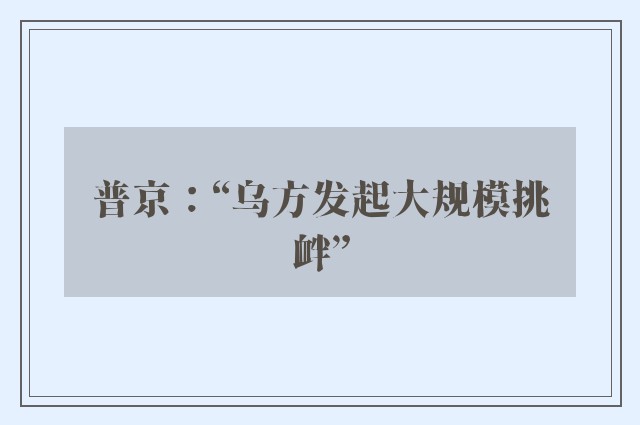 普京：“乌方发起大规模挑衅”