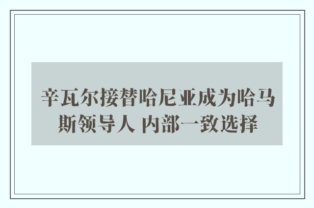 辛瓦尔接替哈尼亚成为哈马斯领导人 内部一致选择