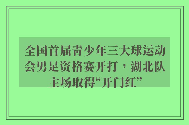 全国首届青少年三大球运动会男足资格赛开打，湖北队主场取得“开门红”