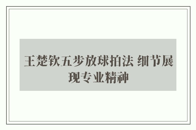 王楚钦五步放球拍法 细节展现专业精神