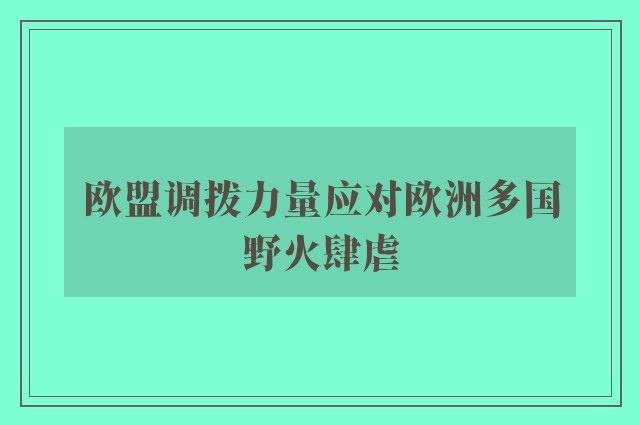 欧盟调拨力量应对欧洲多国野火肆虐