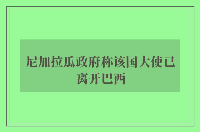 尼加拉瓜政府称该国大使已离开巴西