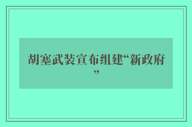 胡塞武装宣布组建“新政府”