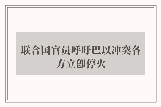 联合国官员呼吁巴以冲突各方立即停火