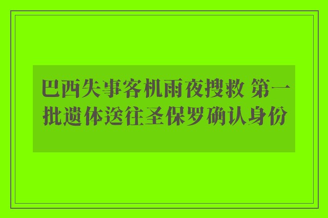 巴西失事客机雨夜搜救 第一批遗体送往圣保罗确认身份