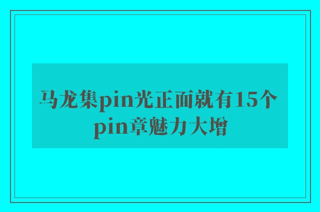 马龙集pin光正面就有15个 pin章魅力大增