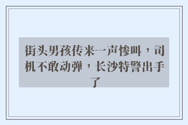 街头男孩传来一声惨叫，司机不敢动弹，长沙特警出手了