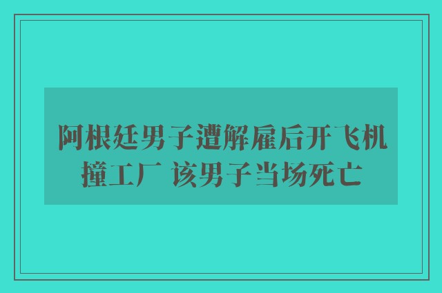 阿根廷男子遭解雇后开飞机撞工厂 该男子当场死亡