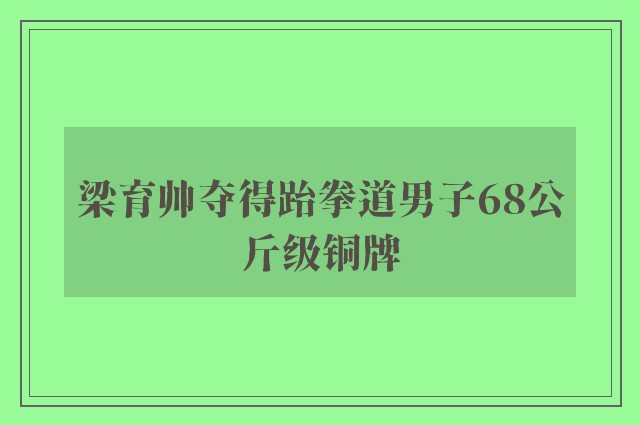 梁育帅夺得跆拳道男子68公斤级铜牌