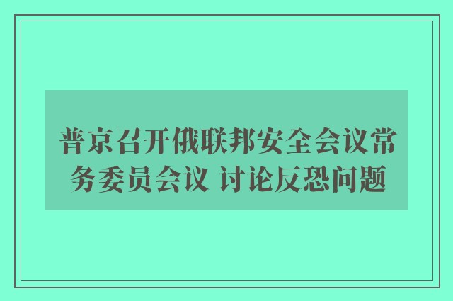 普京召开俄联邦安全会议常务委员会议 讨论反恐问题