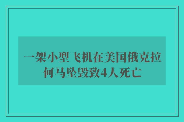 一架小型飞机在美国俄克拉何马坠毁致4人死亡