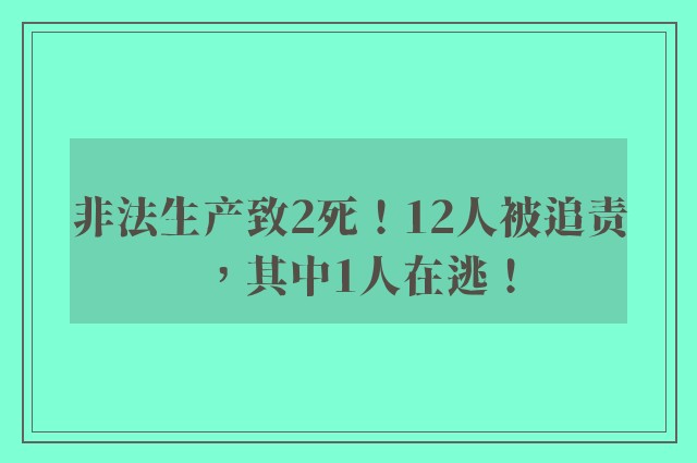 非法生产致2死！12人被追责，其中1人在逃！