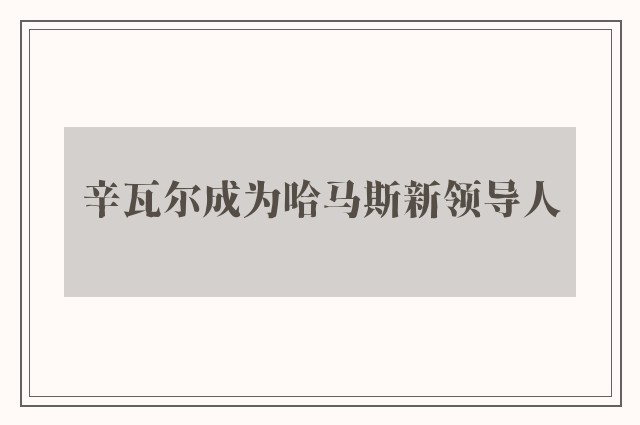 辛瓦尔成为哈马斯新领导人