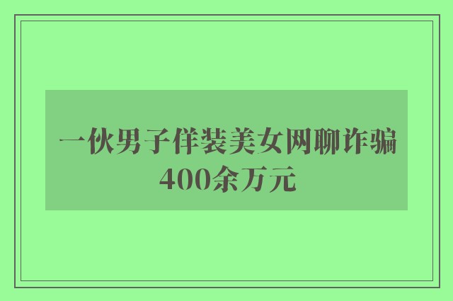 一伙男子佯装美女网聊诈骗400余万元