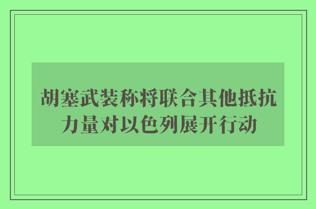 胡塞武装称将联合其他抵抗力量对以色列展开行动