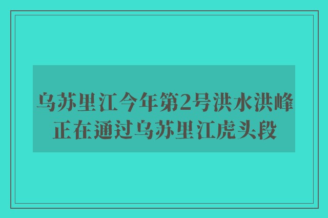 乌苏里江今年第2号洪水洪峰正在通过乌苏里江虎头段