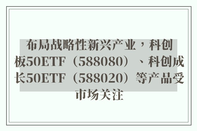 布局战略性新兴产业，科创板50ETF（588080）、科创成长50ETF（588020）等产品受市场关注