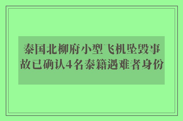 泰国北柳府小型飞机坠毁事故已确认4名泰籍遇难者身份