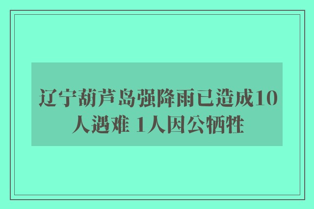 辽宁葫芦岛强降雨已造成10人遇难 1人因公牺牲