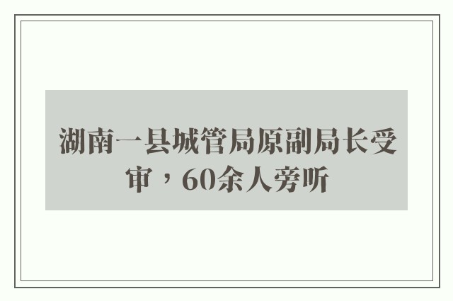 湖南一县城管局原副局长受审，60余人旁听