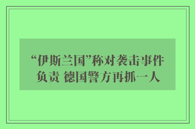 “伊斯兰国”称对袭击事件负责 德国警方再抓一人