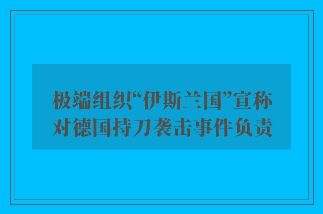 极端组织“伊斯兰国”宣称对德国持刀袭击事件负责