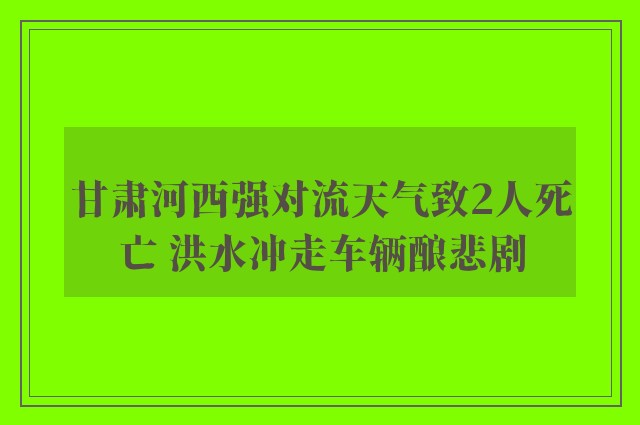 甘肃河西强对流天气致2人死亡 洪水冲走车辆酿悲剧