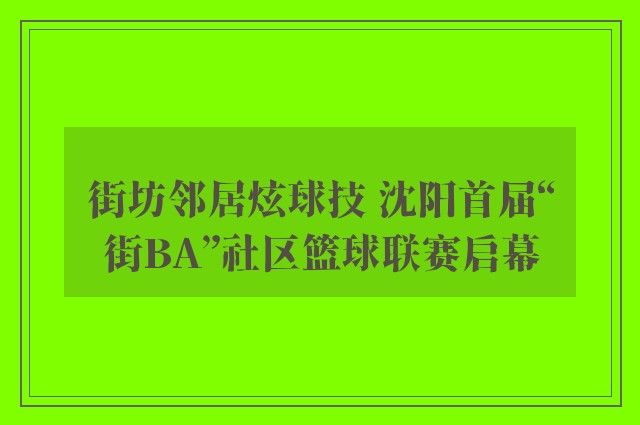 街坊邻居炫球技 沈阳首届“街BA”社区篮球联赛启幕