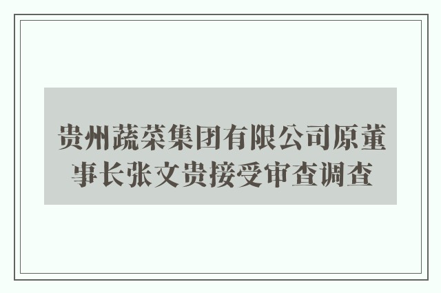 贵州蔬菜集团有限公司原董事长张文贵接受审查调查