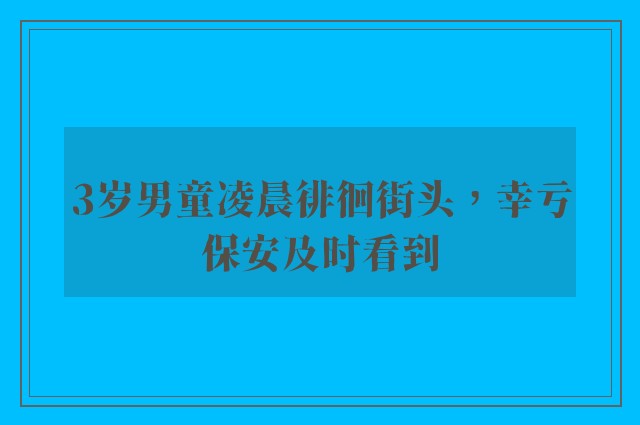 3岁男童凌晨徘徊街头，幸亏保安及时看到