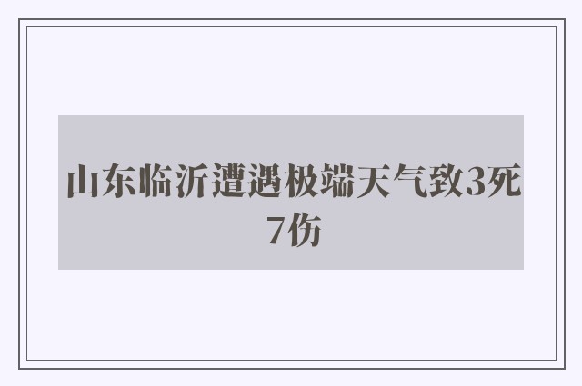 山东临沂遭遇极端天气致3死7伤