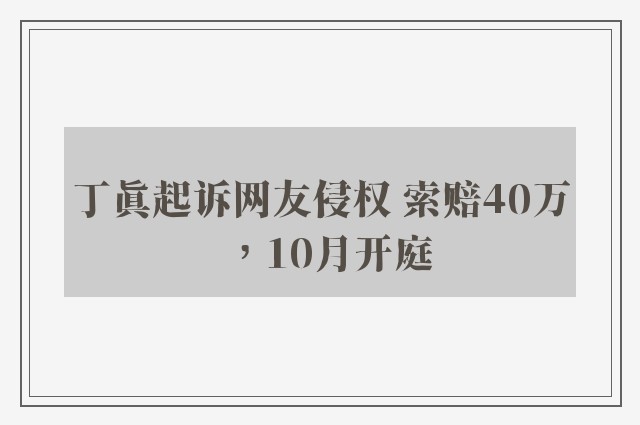 丁真起诉网友侵权 索赔40万，10月开庭