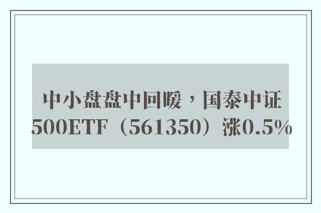 中小盘盘中回暖，国泰中证500ETF（561350）涨0.5%