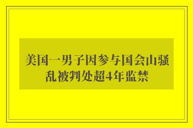 美国一男子因参与国会山骚乱被判处超4年监禁