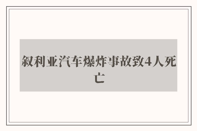 叙利亚汽车爆炸事故致4人死亡