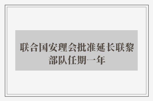 联合国安理会批准延长联黎部队任期一年