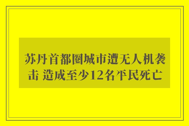 苏丹首都圈城市遭无人机袭击 造成至少12名平民死亡