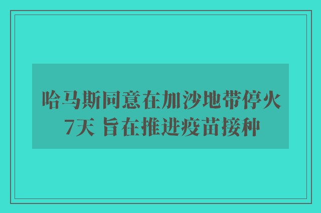 哈马斯同意在加沙地带停火7天 旨在推进疫苗接种