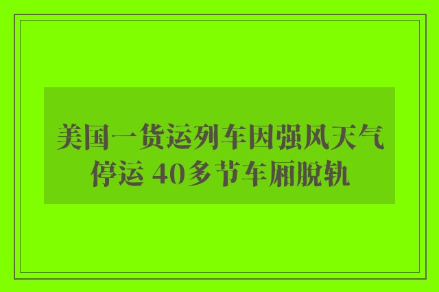 美国一货运列车因强风天气停运 40多节车厢脱轨