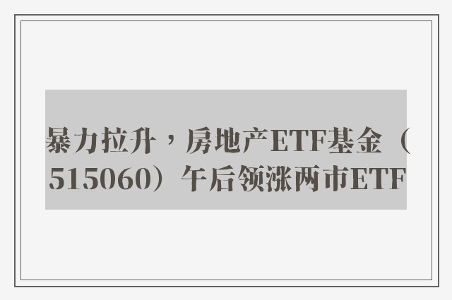 暴力拉升，房地产ETF基金（515060）午后领涨两市ETF