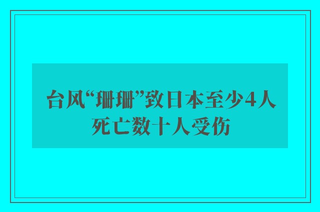 台风“珊珊”致日本至少4人死亡数十人受伤